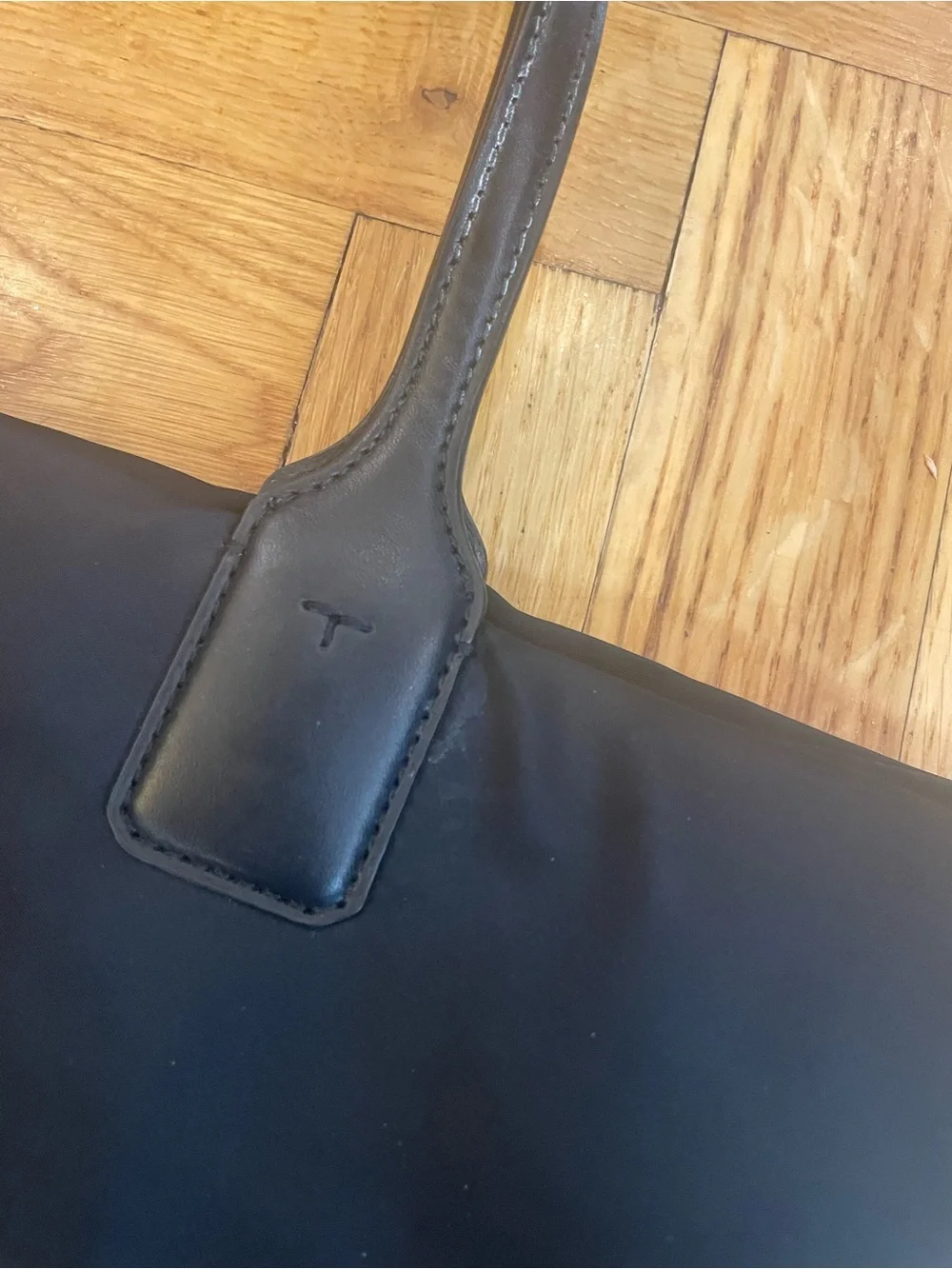 TORY BURCH~RARE “Ella” Gold-Studded Front Pocket Logo Black Tote